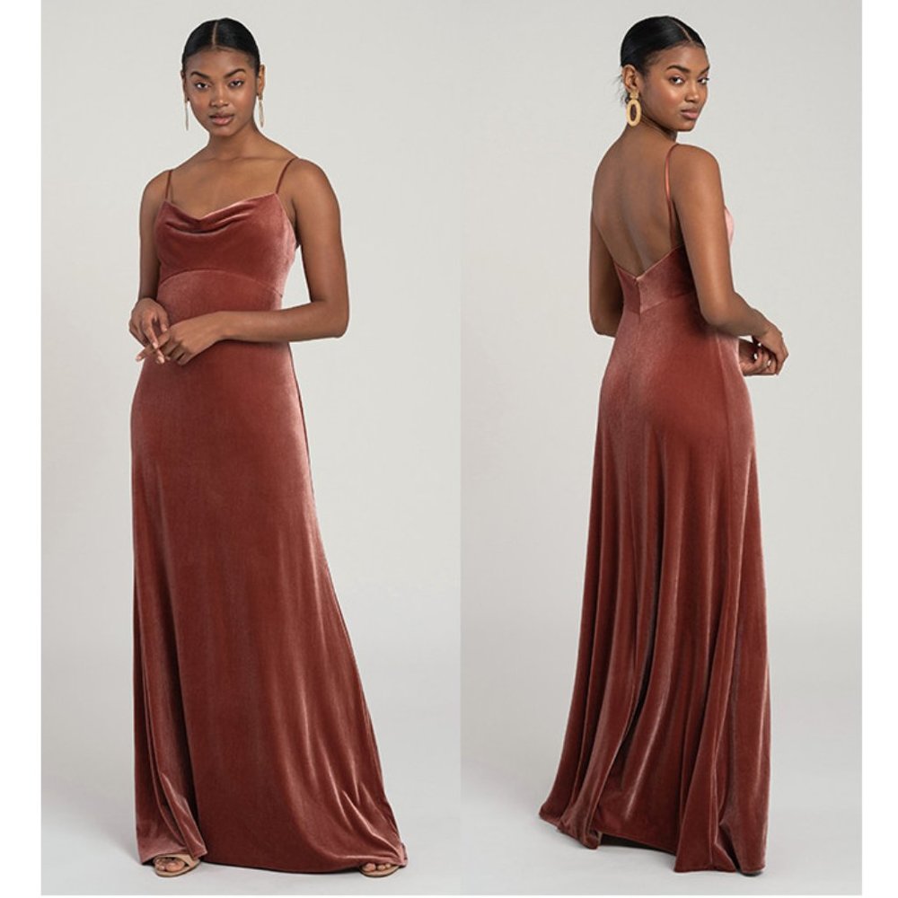 Jenny Yoo Sammi Stretch Velvet Slip On Dress - English Rose NWT